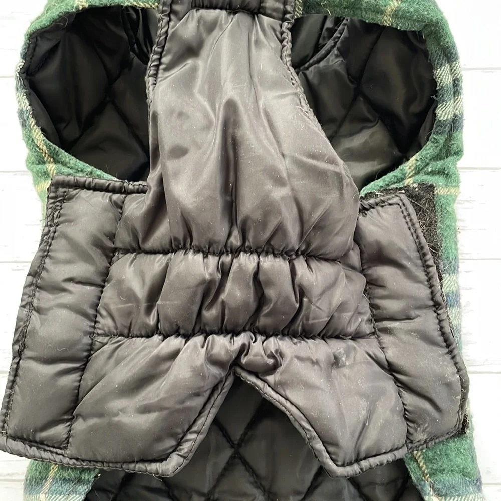 KUOSER Reversible Green Plaid/Solid Black Waterproof Dog Winter Coat, Medium
